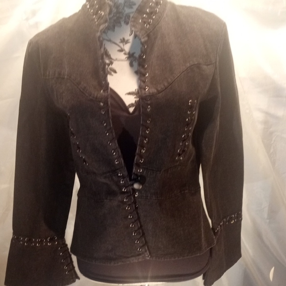 Elegant Black Studded Women's Blazer
